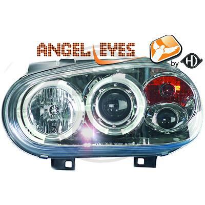 Paire de feux phares VW Golf 4 97-03 angel eyes chrome