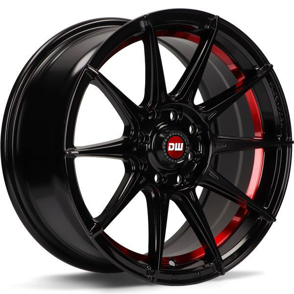 DW Wheels DWCF-F GLOSS BLACK RED BARREL