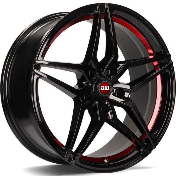 DW Wheels DWV-A GLOSS BLACK RED BARREL