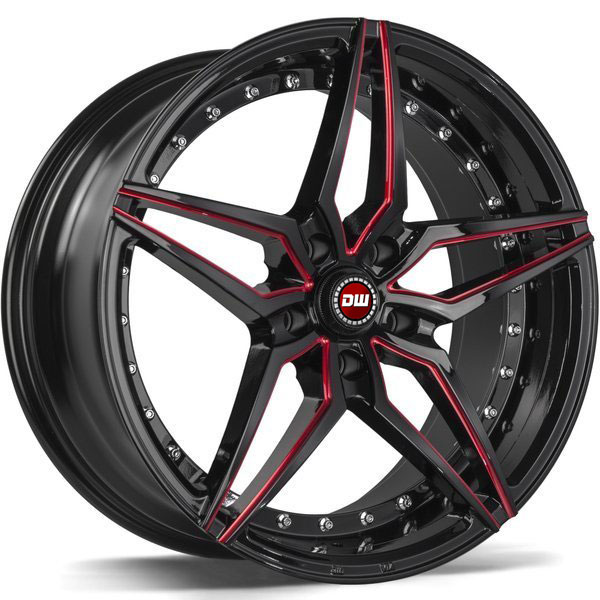DW Wheels DWV-AR GLOSS BLACK RED MILL