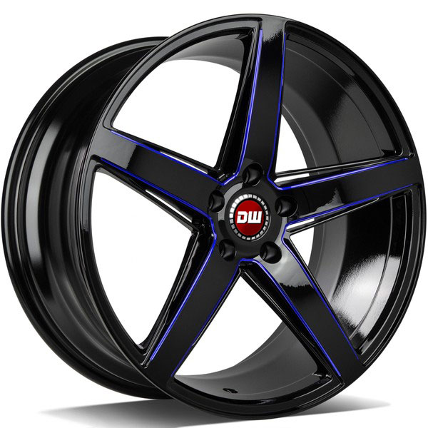 DW Wheels DWV-N GLOSS BLACK BLUE MILL