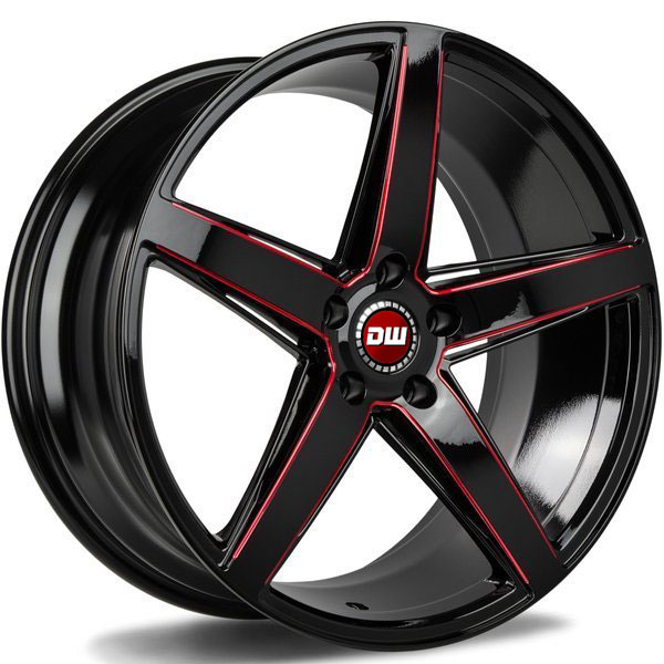 DW Wheels DWV-N GLOSS BLACK RED MILL