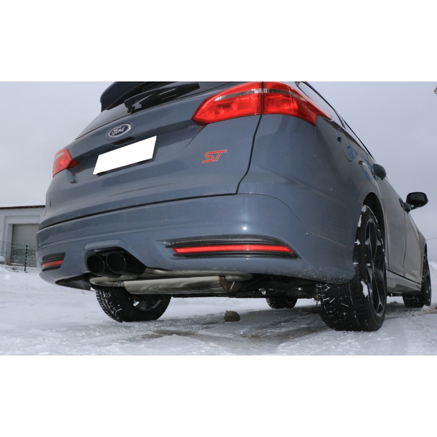 Silencieux arrière sortie central noire inox 2x115x85mm type 32 pour FORD FOCUS ST MK3 (BREAK/SW)