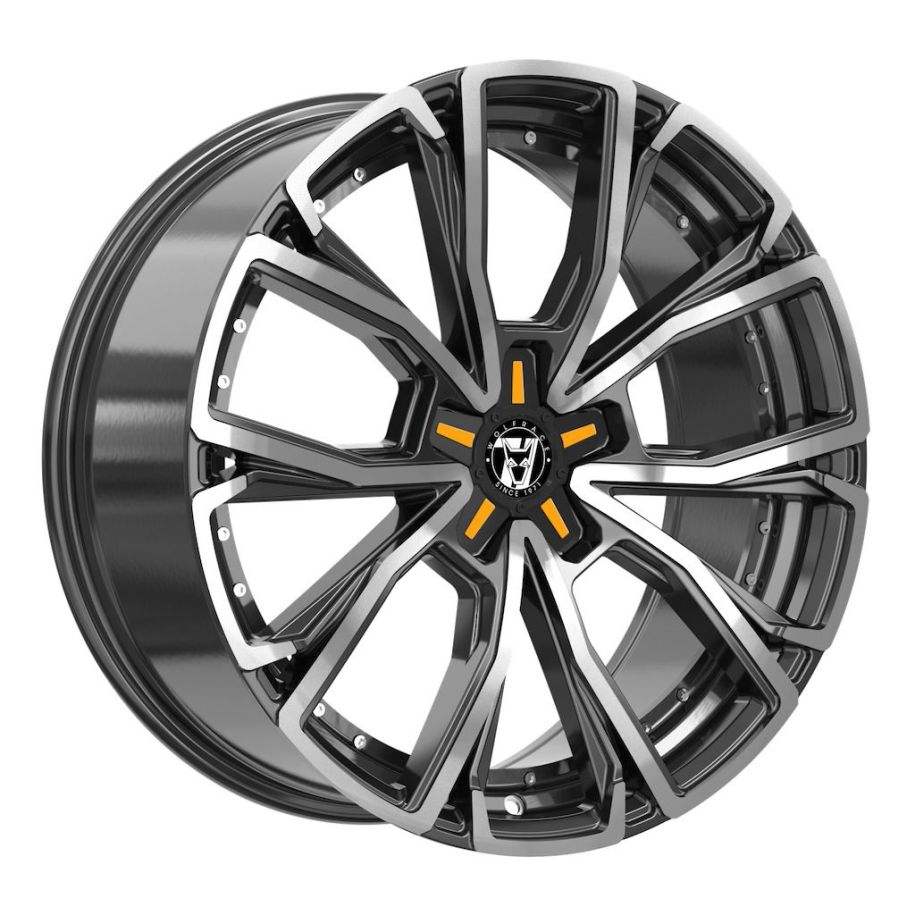 Jante alu Demon Wheels 71 Munich GTR CUSTOM Gloss Raven Black Polished Orange Inserts