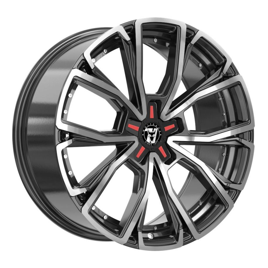Jante alu Demon Wheels 71 Munich GTR CUSTOM Gloss Raven Black Polished Red Inserts