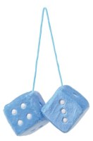 DOUBLE DES EN PELUCHE 6X6 CM BLEU CLAIR BLANC