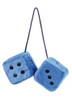 DOUBLE DES EN PELUCHE 6X6 CM BLEU FONCE NOIR