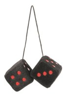 DOUBLE DES EN PELUCHE 6X6 CM NOIR ROUGE