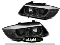 PHARES HEADLIGHTS ANGEL EYES LED 3D BLACK fits BMW E90/E91 05-08 (la paire) [eclcdt_tec_LPBMK8]