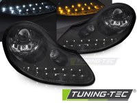 PHARES HEADLIGHTS DAYLIGHT ALL GLOSSY BLACK fits PORSCHE BOXSTER 96-04 /911 996 (la paire) [eclcdt_tec_LPPO12]