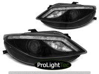 PHARES HEADLIGHTS DAYLIGHT BLACK with  LED INDICATOR fits SEAT IBIZA 6J 06.08-12 (la paire) [eclcdt_tec_LPSE34]