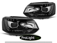 PHARES HEADLIGHTS TRUE DRL BLACK fits VW T5 2010-15 (la paire) [eclcdt_tec_LPVW49]