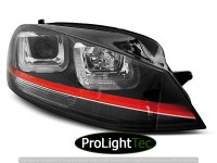 PHARES HEADLIGHTS U-LED LIGHT BLACK WITH RED LINE SPORT fits VW GOLF 7 12-17  (la paire) [eclcdt_tec_LPVWM2]