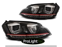 PHARES HEADLIGHTS U-LED LIGHT DRL BLACK RED LINE fits VW GOLF 7 11.12-17 (la paire) [eclcdt_tec_LPVWP2]