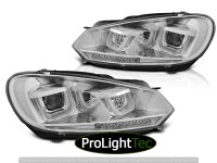 PHARES HEADLIGHTS U-LED LIGHT DRL CHROME SEQ fits VW GOLF 6 08-12 (la paire) [eclcdt_tec_LPVWR4]