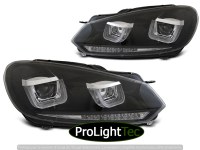 PHARES HEADLIGHTS U-LED LIGHT DRL BLACK SEQ fits VW GOLF 6 08-12 (la paire) [eclcdt_tec_LPVWR5]