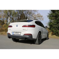Silencieux arrière duplex inox 1x100mm type 25 (emmaillé noir) pour BMW X4 30i TYPE G02