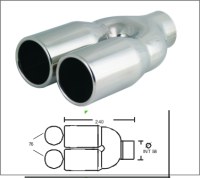 Embout d'échappement d´échappement Inox- sortie : 2x 76 mm