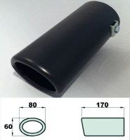 Embout d'échappement d´échappement Noir mat-sortie : 60x80 mm