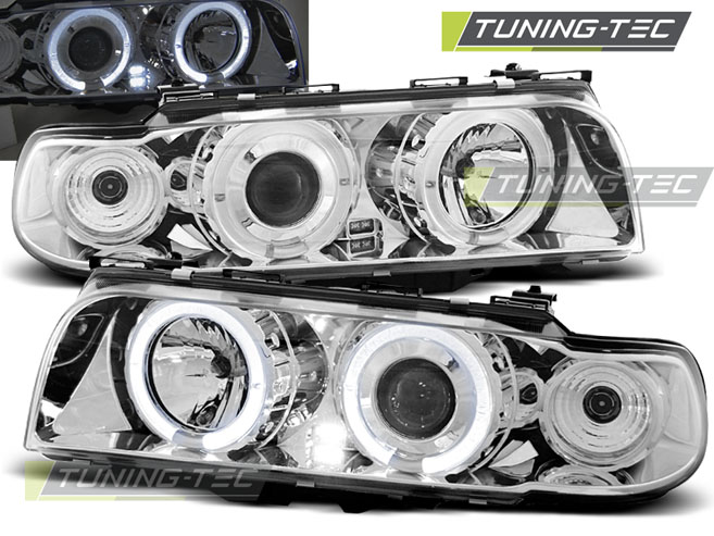 Phare - ANGEL ANGEL EYES CROME convient à BMW E38 06.94 - 08.98