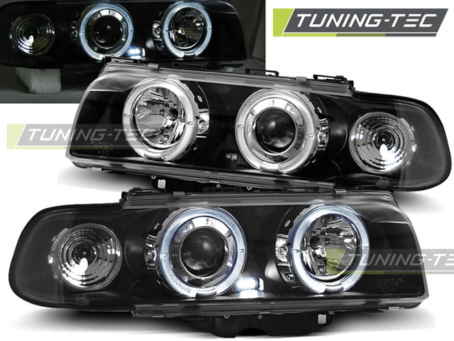 Phare - HEADLIGHTS ANGEL EYES BLACK convient à BMW E38 06.94-08.98