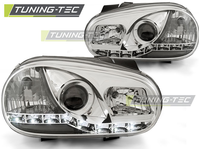 Phare - HEADLIGHTS DAYLIGHT CHROME correspond à VW GOLF 4 09.97-09.0