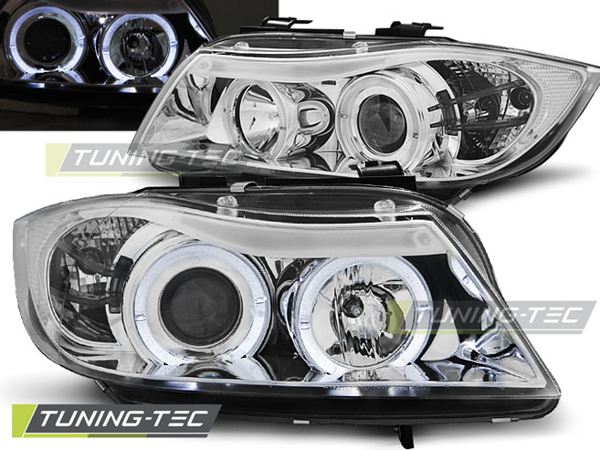 Phare - CHROME ANGEL EYES CHROME S'adapte à BMW E90/E91 03.05-08.08