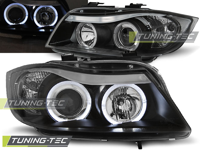 HEADLIGHTS ANGEL EYES BLACK fits BMW E90/E91 05-08