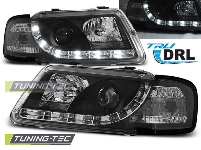 Phare - HEADLIGHTS TRUE DRL BLACK convient à AUDI A3 8L 08.96-08.00