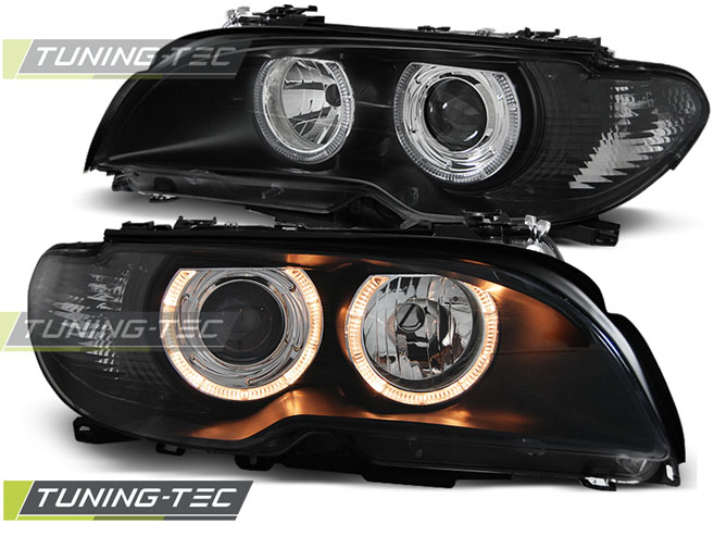 Phare - HEADLIGHTS ANGEL EYES BLACK convient BMW E46 04.03-06 COUPE CABRIO
