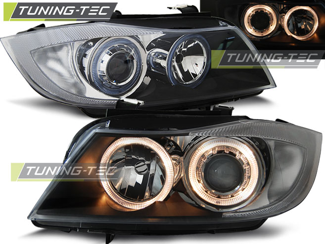 Phare - HEADLIGHTS ANGEL EYES BLACK convient à BMW E90/E91 05-08