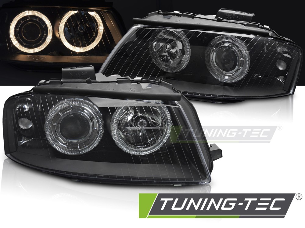 Phare - HEADLIGHTS ANGEL EYES BLACK convient à AUDI A3 8P 05.03-03.08