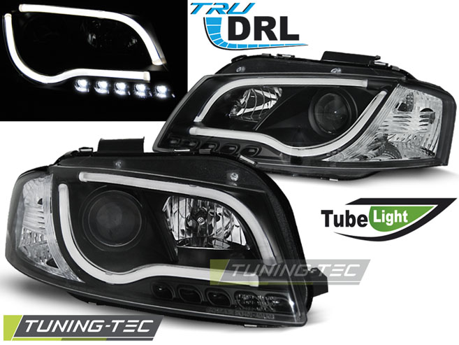 HEADLIGHTS TUBE LIGHT DRL BLACK fits AUDI A3 8P 05.03-03.08