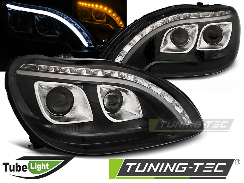 Phare - HEADLIGHTS TUBE LIGHT BLACK s'adapte à MERCEDES W220 S-KLASA