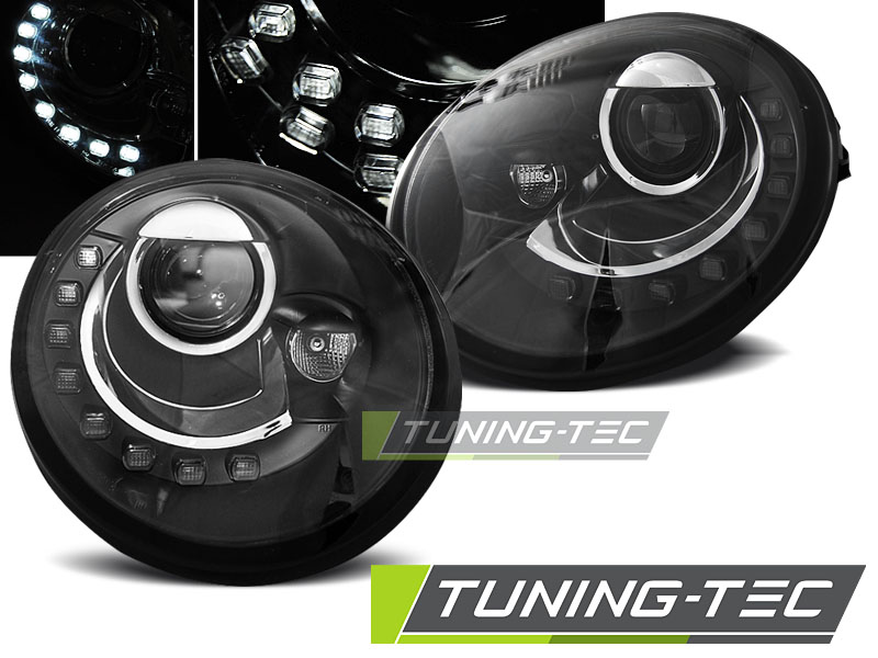HEADLIGHTS DAYLIGHT BLACK fits VW NEW BEETLE 98-05