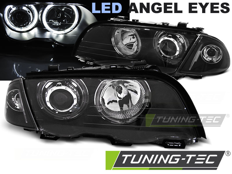 Phare - FEUILLES ANGEL EYES LED BLACK convient à BMW E46 98-01 S/T