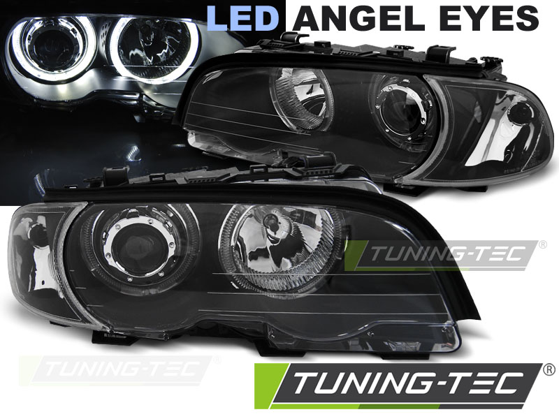 Phare - ANGEL EYES LED BLACK pour BMW E46 99-03 COUPE CABRIO