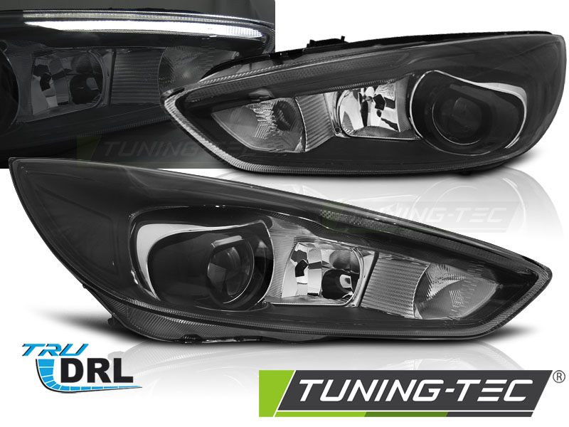 Phare - FORD FOCUS MK3 14-18 BLACK LED DRL (LED OEM)