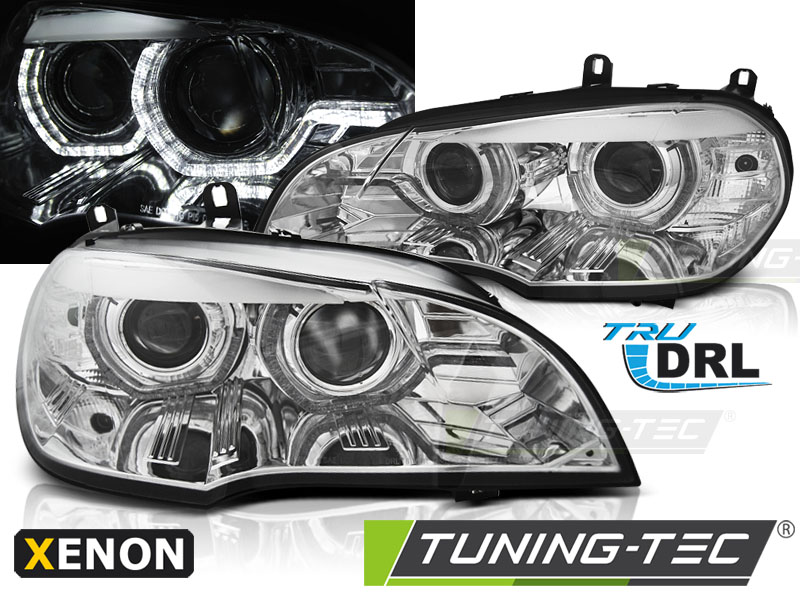 XENON HEADLIGHTS ANGEL EYES LED DRL CHROME fits BMW X5 E70 07-10