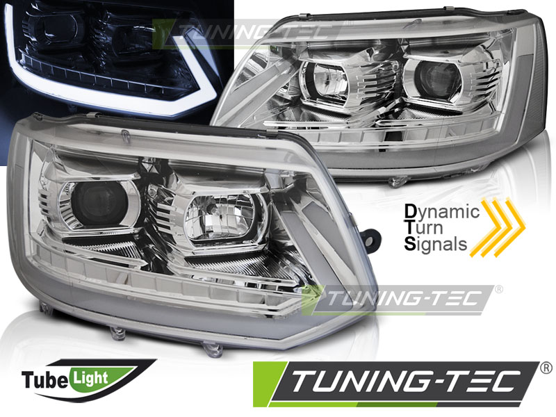 Phare - HEADLIGHTS TUBE LIGHT CROME SEQ s'adapte VW T5 2010-2015