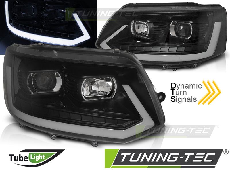 Phare - HEADLIGHTS TUBE LIGHT BLACK SEQ convient VW T5 2010-2015