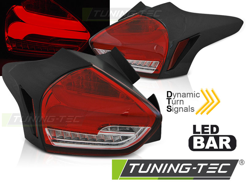 FORD FOCUS 3 15-18 HATCHBACK RED WHITE SEQ LED