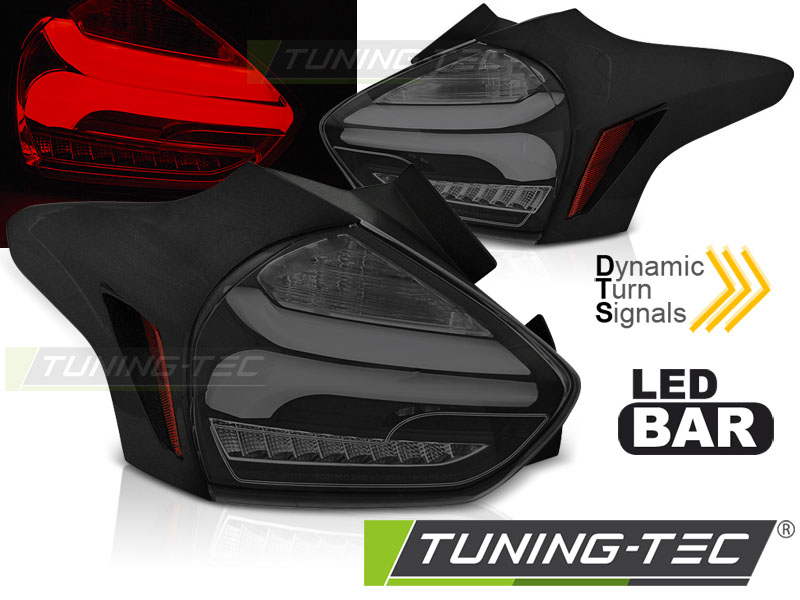 FORD FOCUS 3 15-18 HATCHBACK BLACK SMOKE SEQ LED