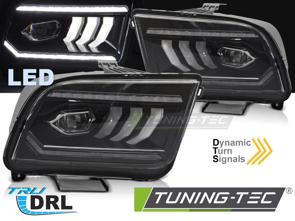 Phare - HEADLIGHTS TUBE LED BLACK fits FORD MUSTANG 04-09