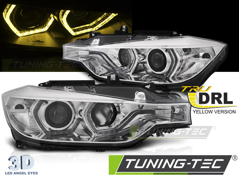 Phare - ANGEL ANGEL EYES YELLOW LED DRL CHROME convient BMW F30/F31