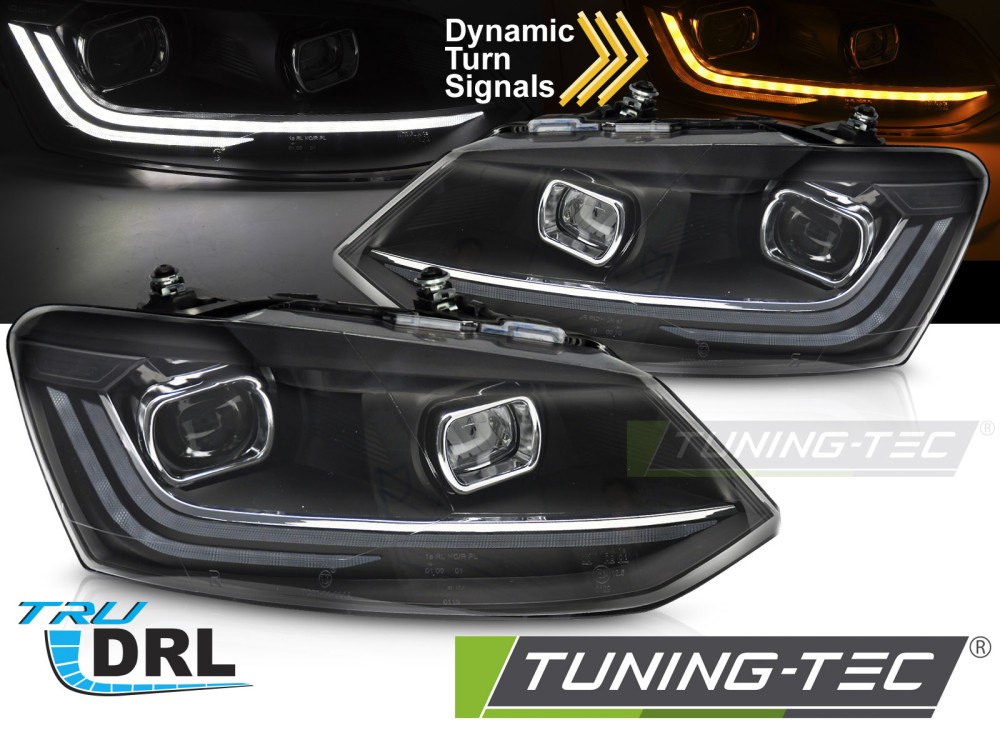 HEADLIGHTS SILVER LED SEQ DRL fits VW POLO V 6R 09-17